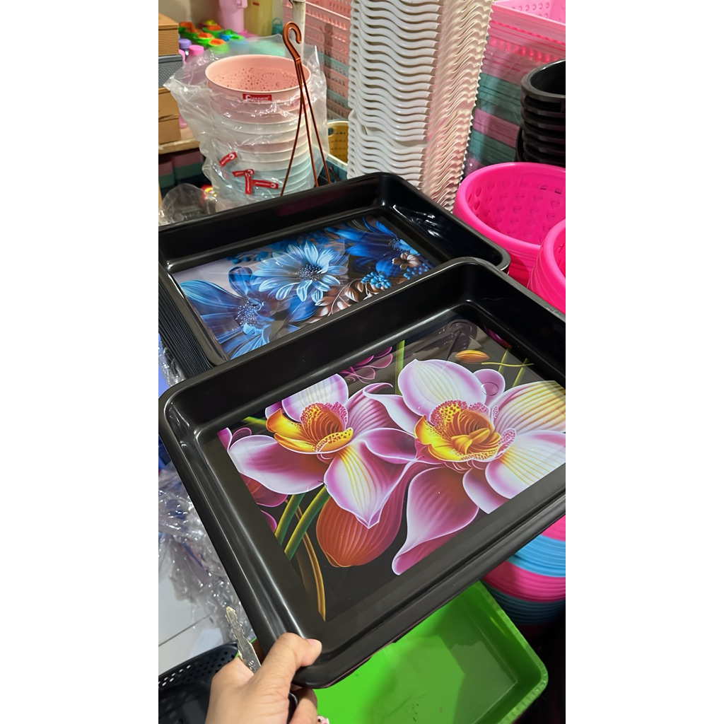Nampan Plastik motif Bunga ll Nampan Cantik