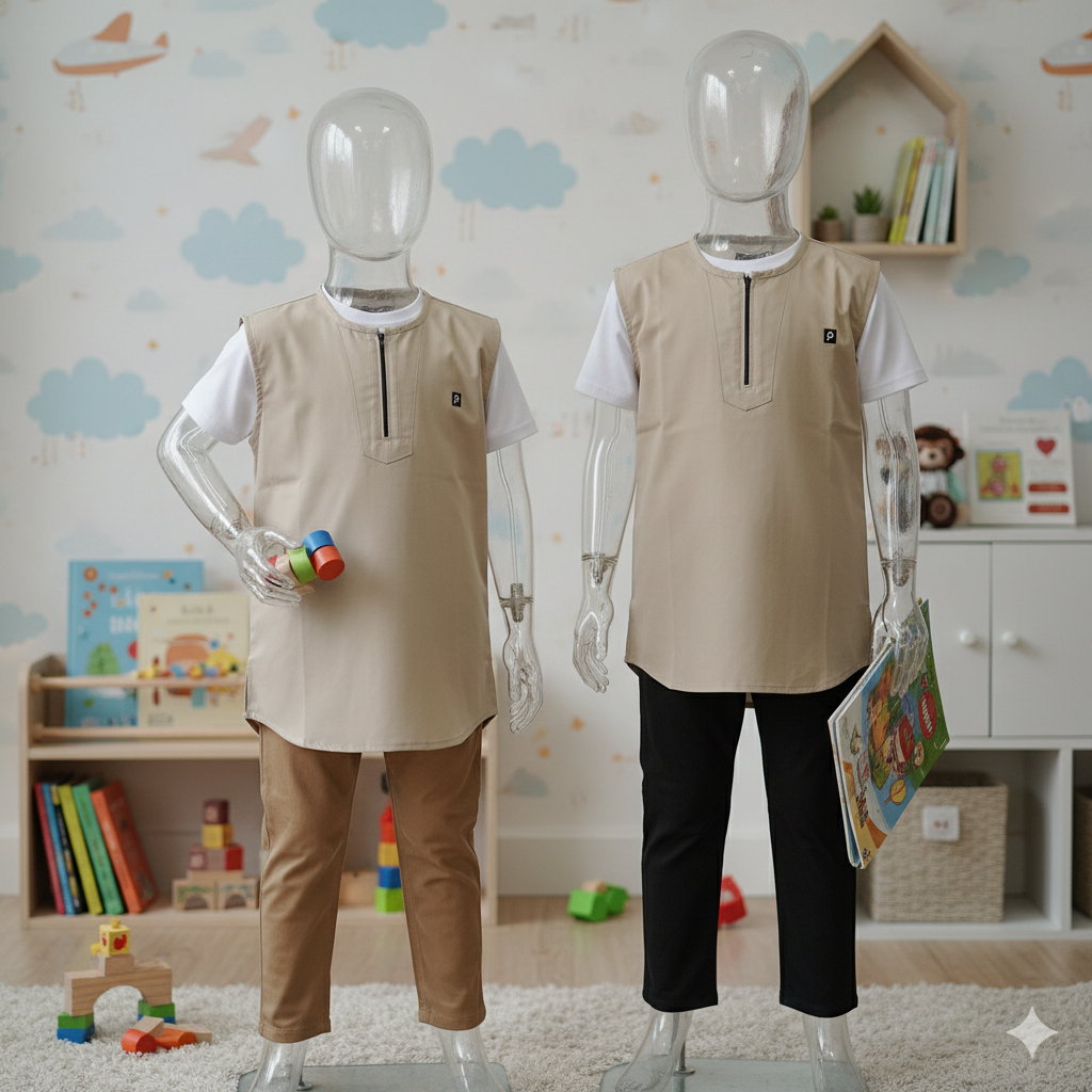 FREE ONGKIR ROMPI KURTA ANAK LAKI LAKI MUMAYIZ PREMIUM KATUN TWILL RESLETING DEPAN USIA 4-15 TAHUN