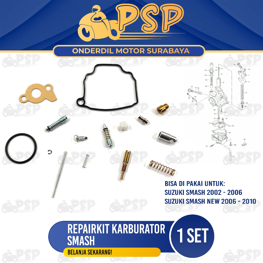 Repairkit Karburator Smash - Repair Kit Carburator Parkit Spuyer Karbu Assy Suzuki Smash R New