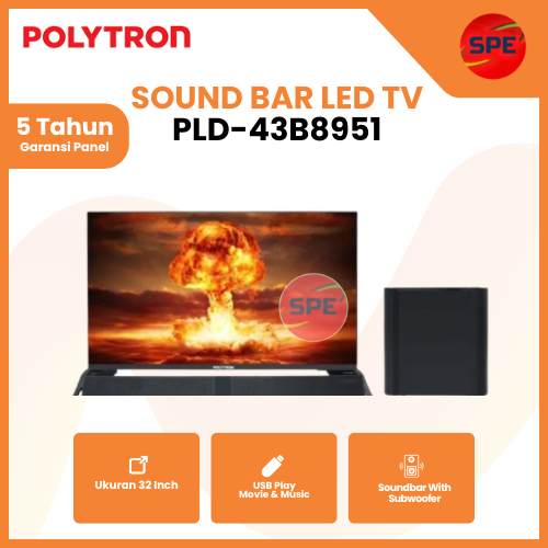 POLYTRON LED TV SOUNDBAR PLD 43 B 8951 43 INCH I PLD-43B8951 (KHUSUS COD MEDAN)