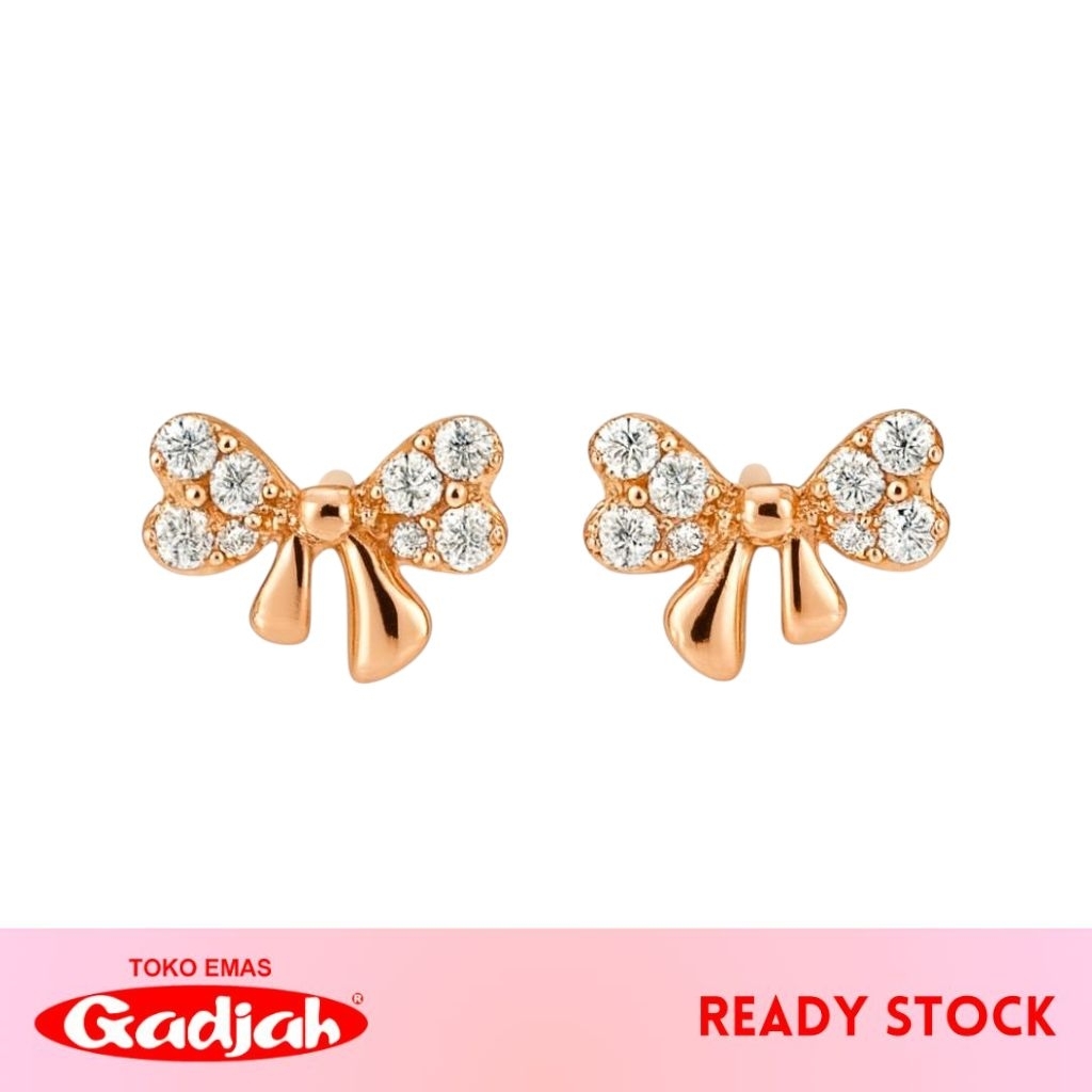 Giwang Emas Tusuk Love Ribbon  - Toko Emas Gadjah