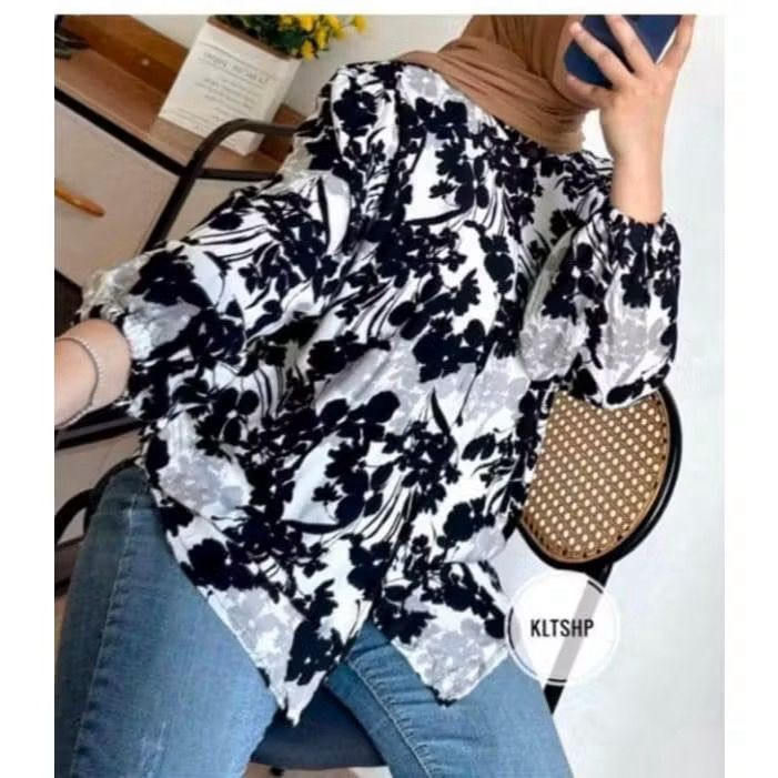 BANDA STYLE -   BUNGA FLOW KEMEJA RAYON JUMBO L XL // KEMEJA KANCING // KEMEJA MOTIF // KEMEJA JUMBO