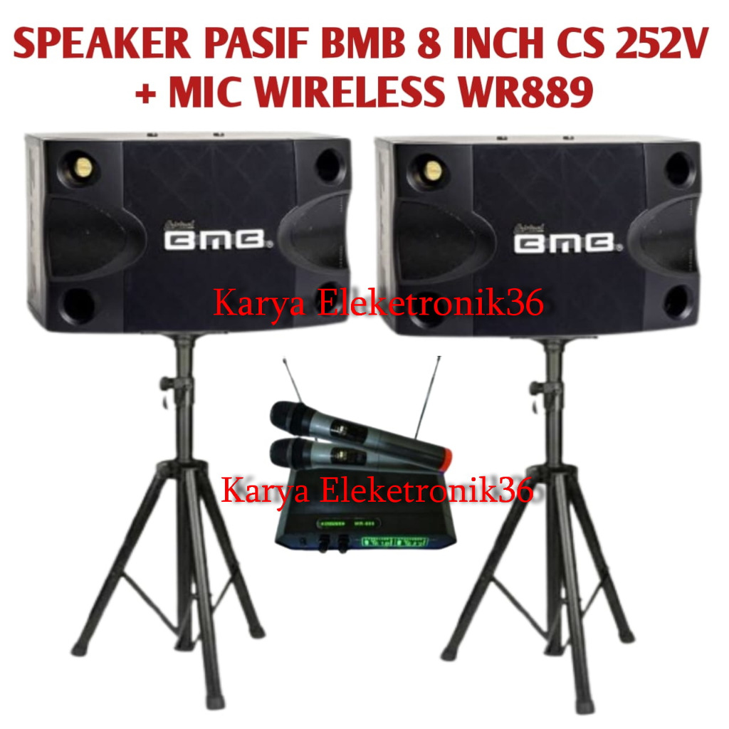 Speaker BMB Pasif 8 Inch Original Plus Mic Wireless Karaokey