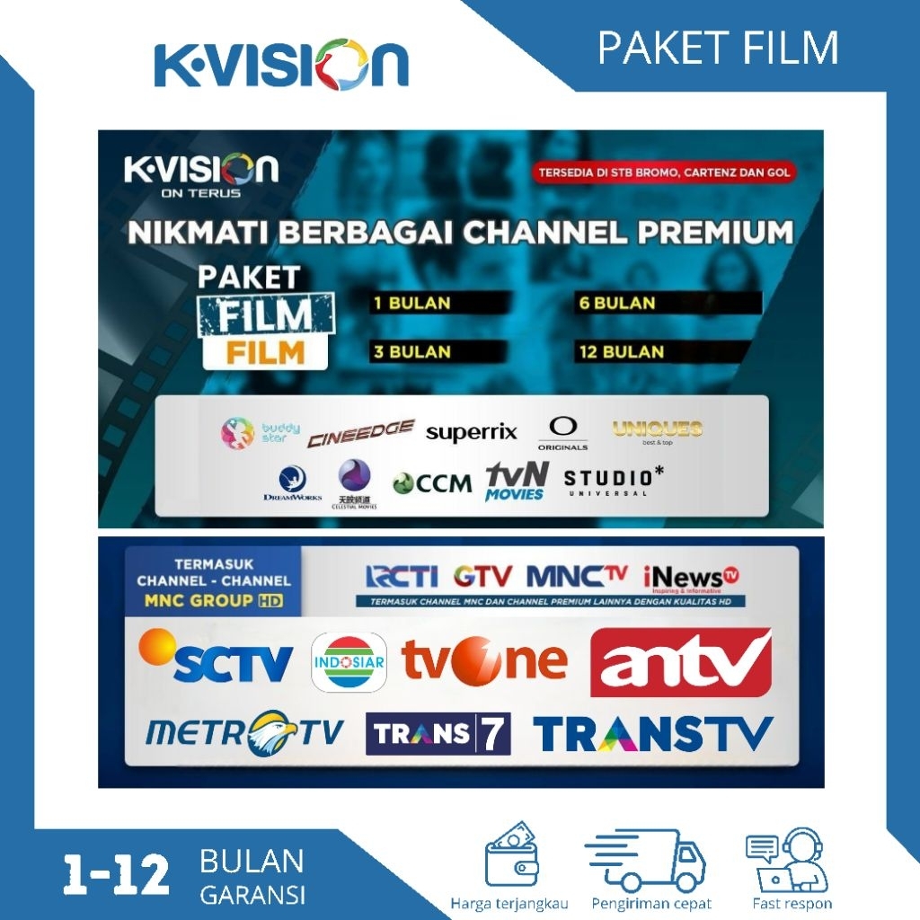Paket K-VISION FILM Bromo Cartenz dan GOL K Vision Proses cepat