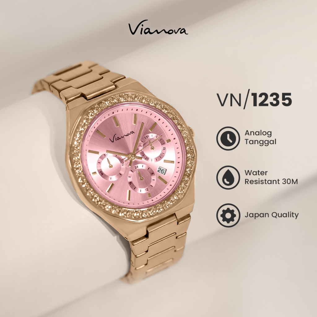 VIANOVA - Jam Tangan Wanita Kecil Original Anti Air 1235 Standard Jepang Jam Tangan Cewek