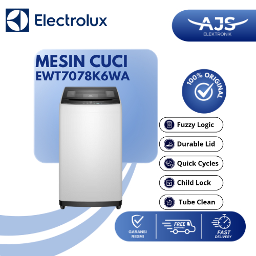 ELECTROLUX Mesin Cuci Top Loading EWT7078K6WA 7kg Garansi Resmi / EWT7078 K6WA / EWT 7078 K6WA