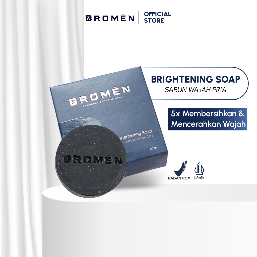 BROMEN Brightening Soap - Sabun Cuci Muka Pemutih Pria Pencerah Muka Pembersih Wajah Original