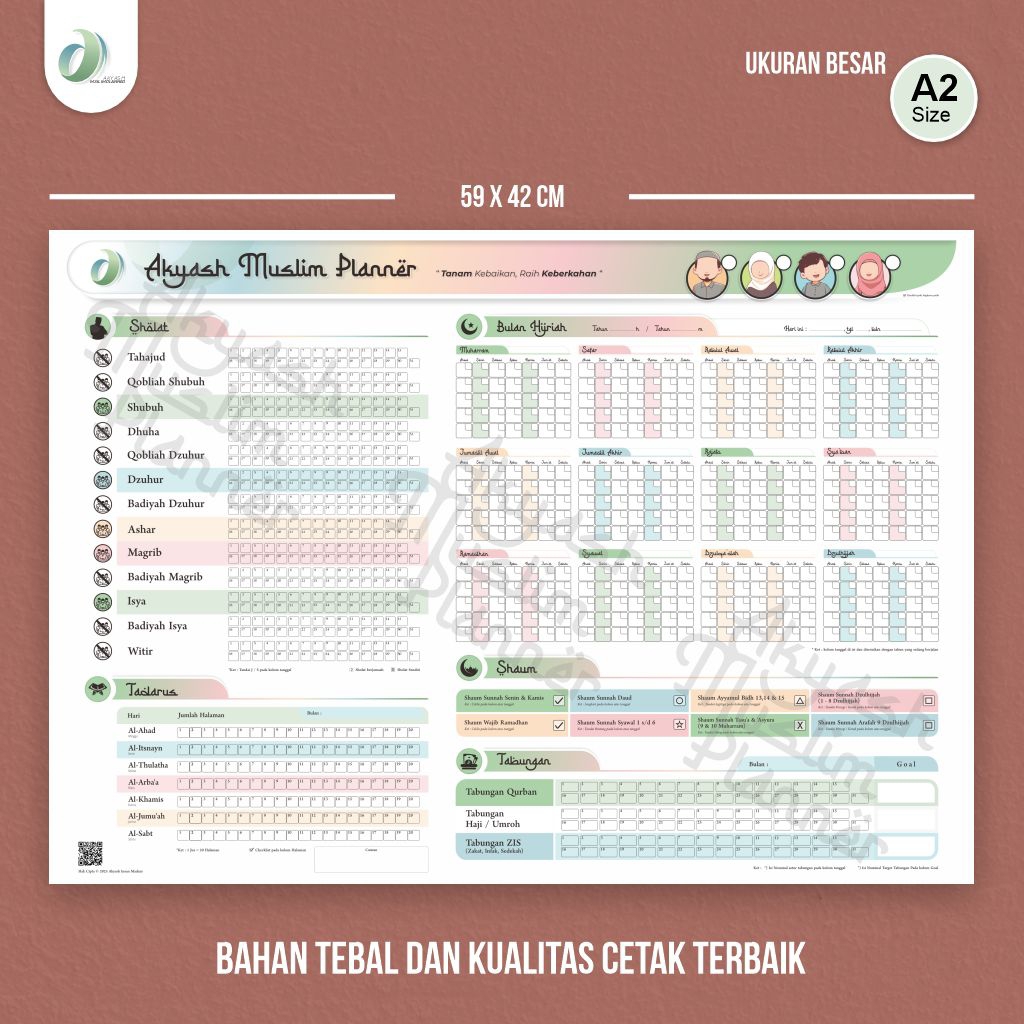 Akyash Muslim Planner - Schedule Board Ibadah Harian