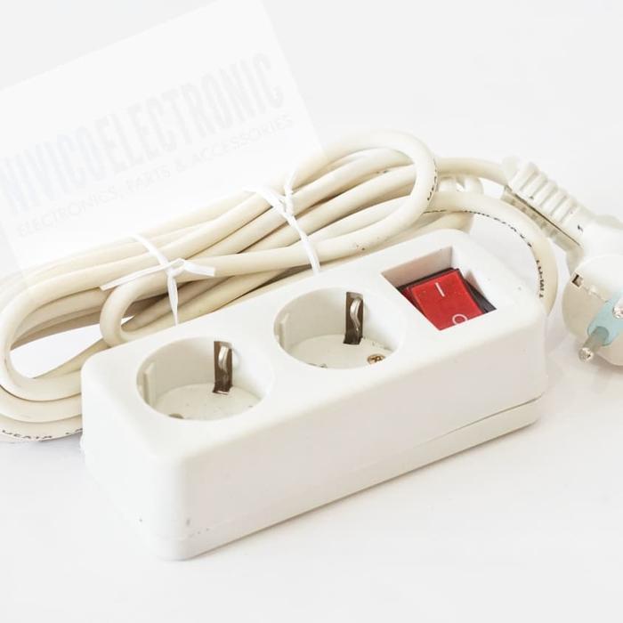 Stop kontak arde 2 lubang kabel 3 meter Dexta