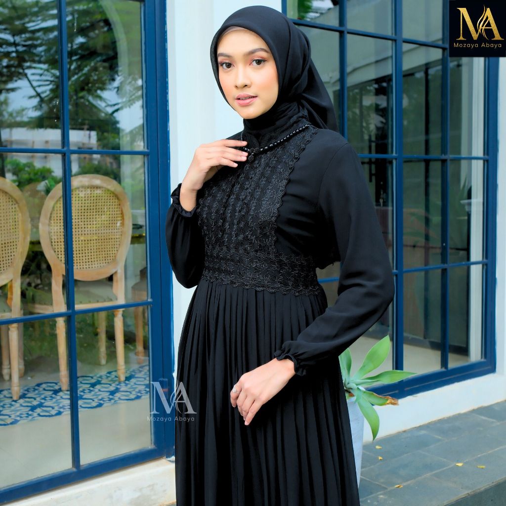 Mozaya Abaya - Baju Gamis Hitam Wanita Kekinian Dress Muslim Abaya Warna Hitam Terbaru 123