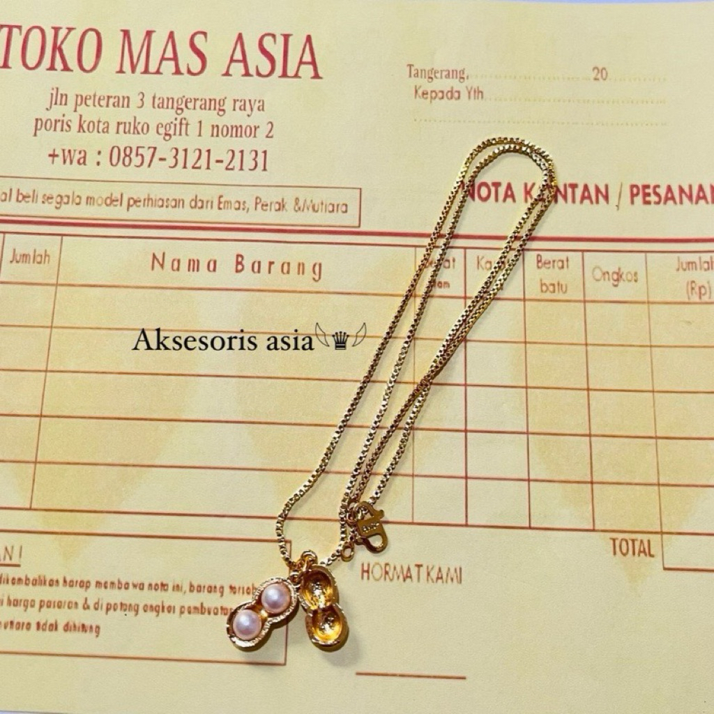 kalung liontin kacang mutiara free surat dari tokoh