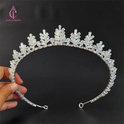 Zania Zircon Crown -  Mahkota Pengantin Mini Murah Zirkon Aurel Panjang Sampe Telinga - Wedding Crow