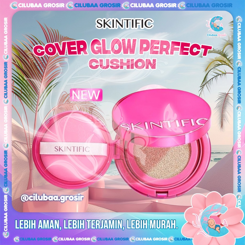 SKINTIFIC Cover Glow Perfect Pink Cushion || Full Coverage Radiance Glow || Longlasting Bedak Padat 