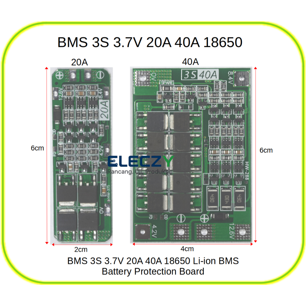 BMS 3S 3.7V 20A 40A 18650 Li-ion BMS Battery Protection Board