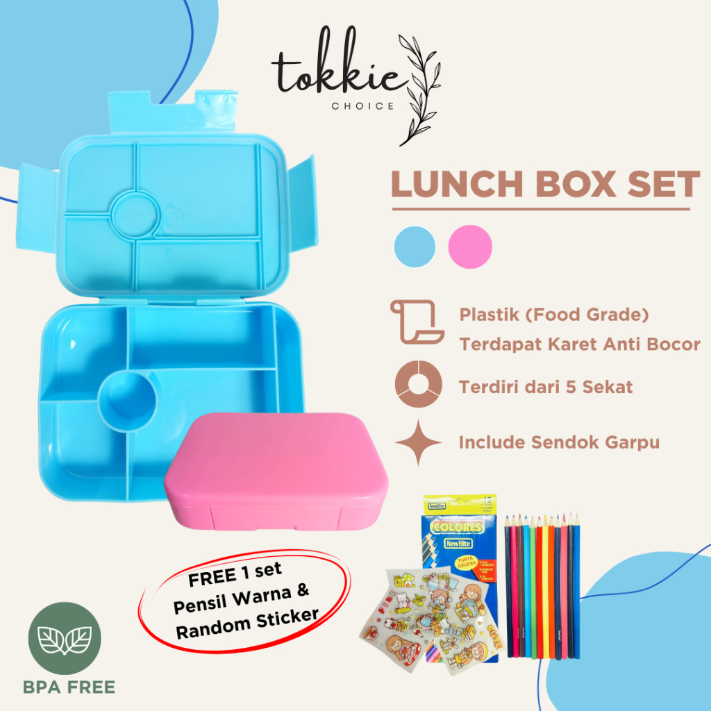 Tokkie kotak makan anak / kids lunch box / kotak makan sekat anak / kotak makan bento / kotak makan 