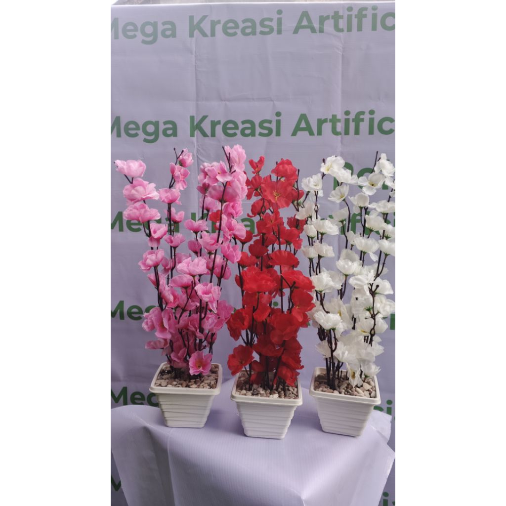 Pohon Bunga Sakura Mini - Bunga Sakura Hiasan Meja - Pohon Plastik Sakura