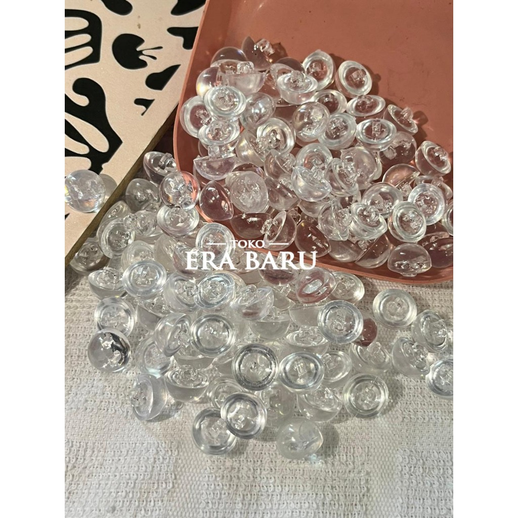 Kancing Jamur Bulat Kristal Bening Kancing Jamur Kristal 24L (15mm) per gross
