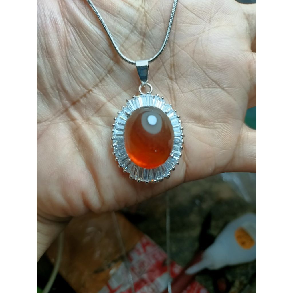 liontin kalung getah katilayu asli ring taper putih