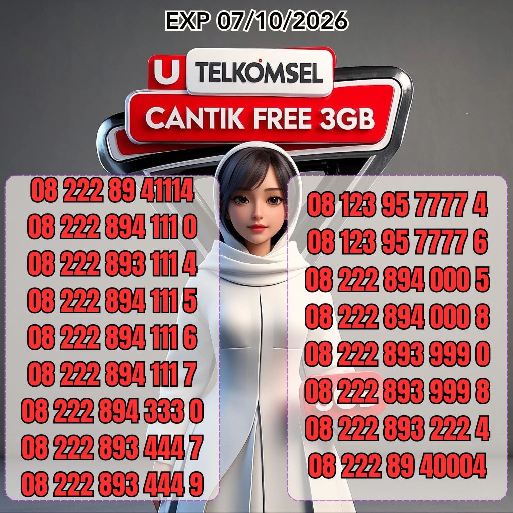 Nomor Cantik Telkomsel DOUBLE TRIPLE Bonus 3GB Harga 60ribu