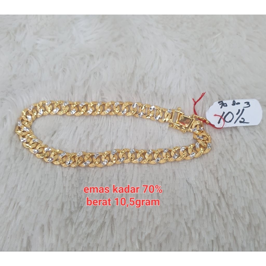 gelang sisik naga ukir croom emas kadar 70% berat 10,5gram