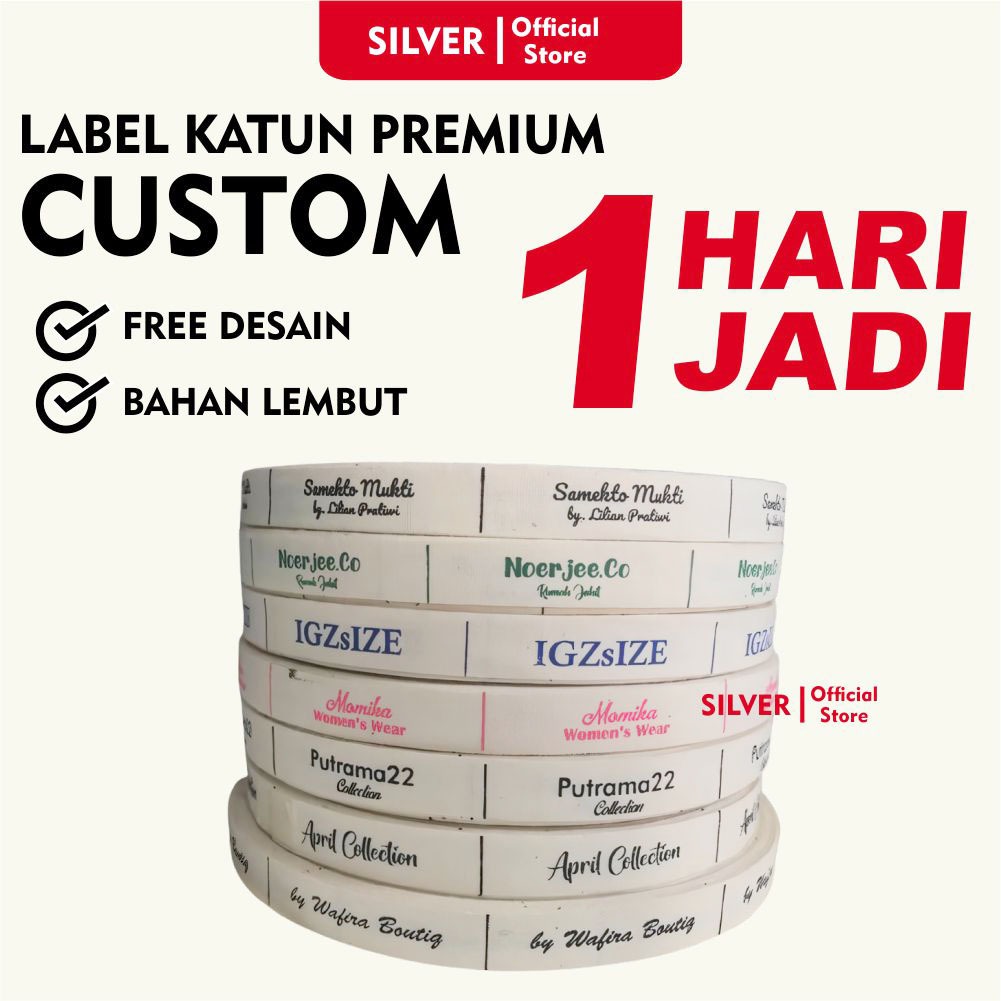 Label Baju Piterban / Label Hijab / Label Woven Damask Subtitute 50 pcs 100 pcs 200 pcs