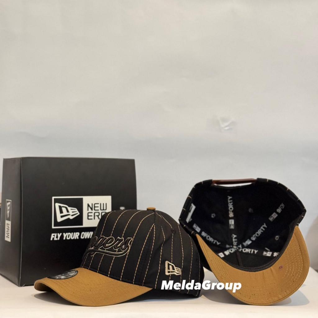Topi Baseball Distro Caps Rangers Salur Line Black Visor Caramel Terbaru Hat Unisex Terbaru 2025