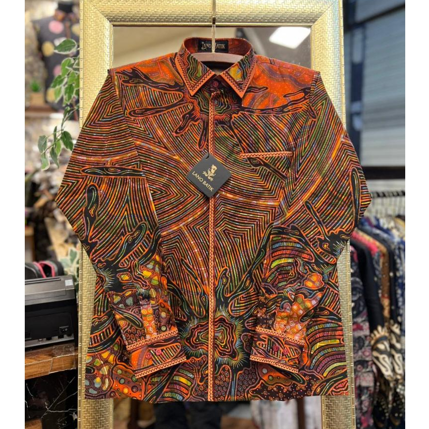 Lano Batik Semi Jas - Kemeja Batik Smock Semi Jas - Mural - Batik Katun - Baju Batik Pria - Kemeja B