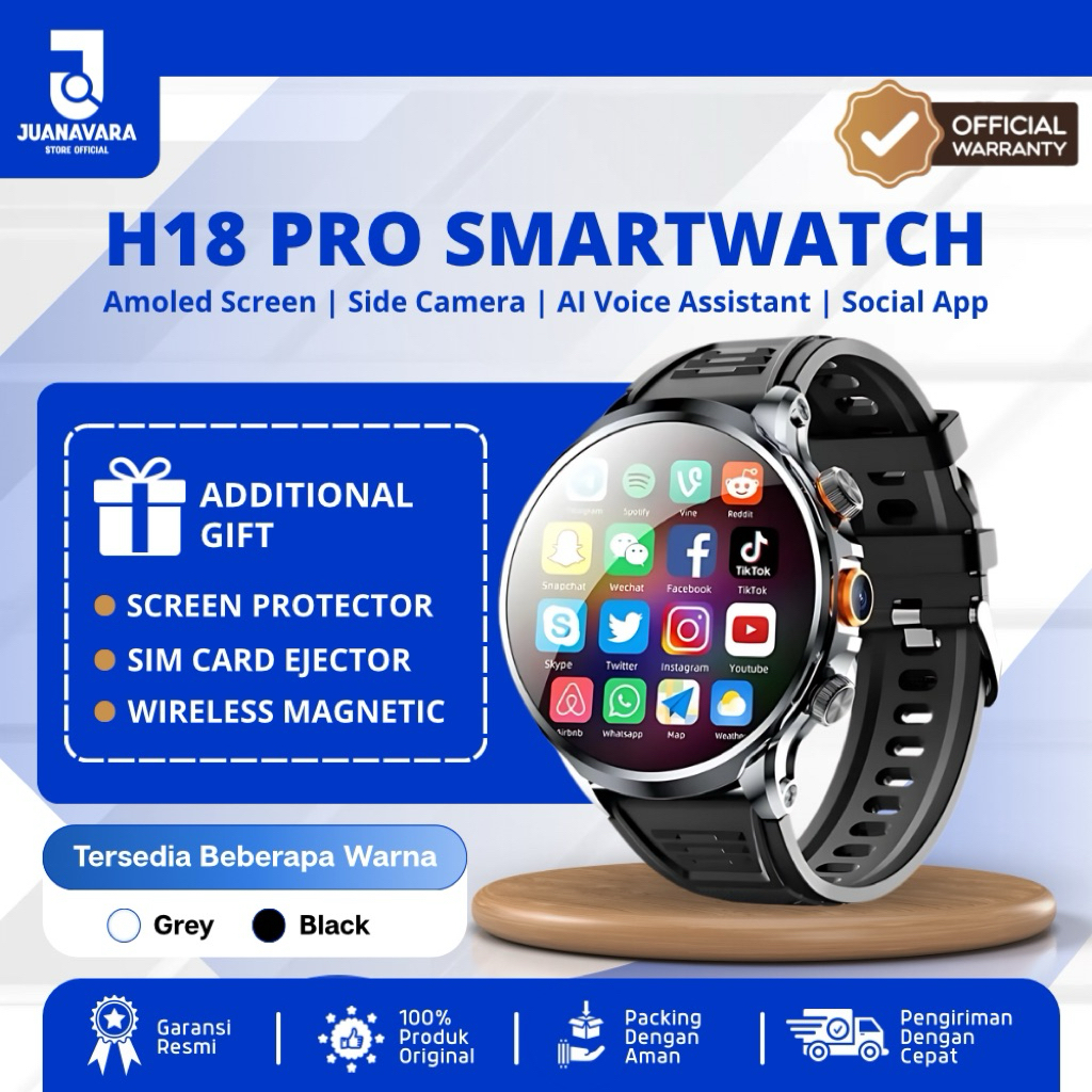 JUANAVARA STORE-H18 PRO Smartwatch Android 8.1 Ultra  | 4G/5G Slot SIM Kamera | NFC | Ram 8GB & Rom 