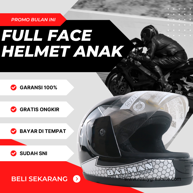AGEA Helm Anak Full Face Batman SNI 3-7 Tahun