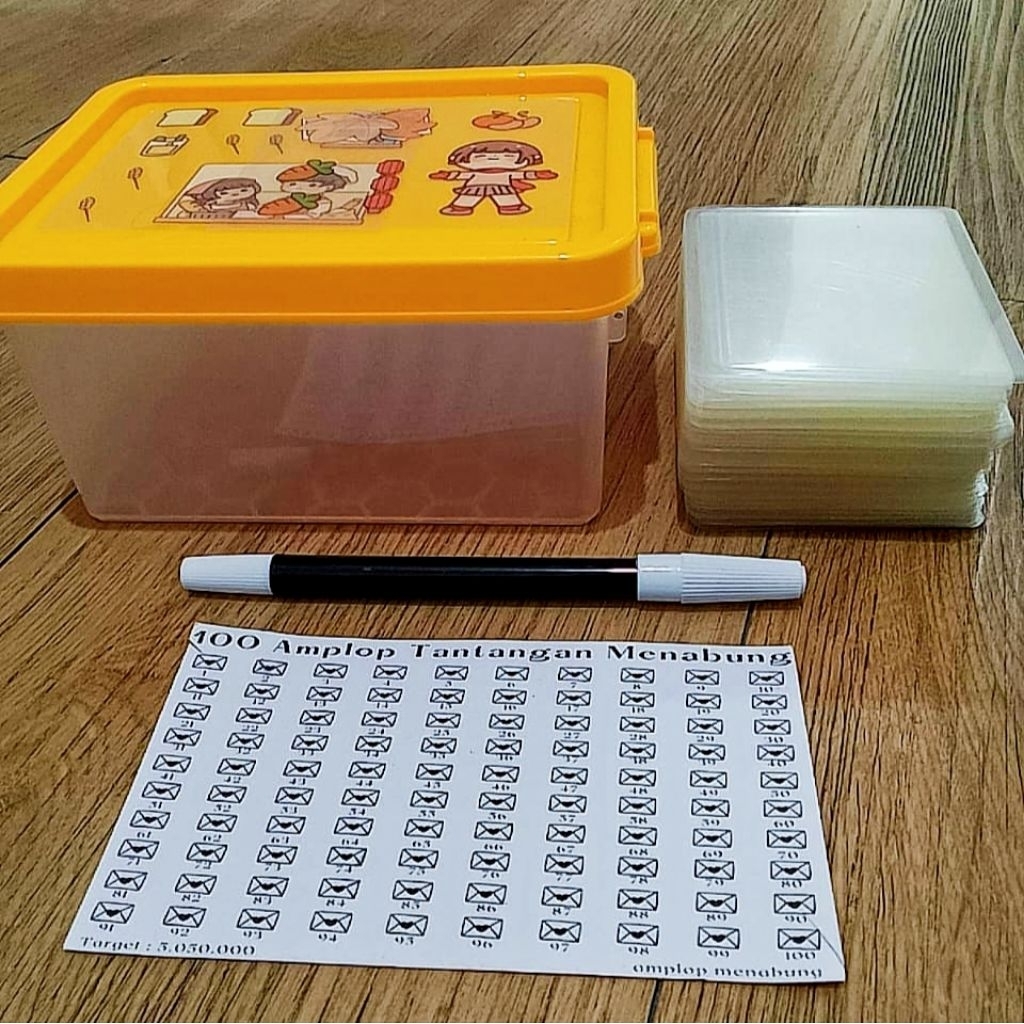 paket nabung box 50 amplop laminating dan 100 amplop laminating