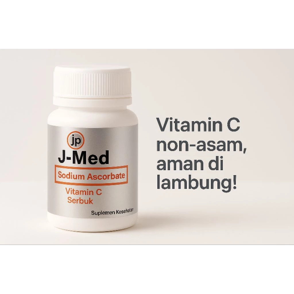 J-MED Vitamin C Serbuk (Sodium Ascorbate) Aman di Lambung - ASLI - BPOM - HALAL