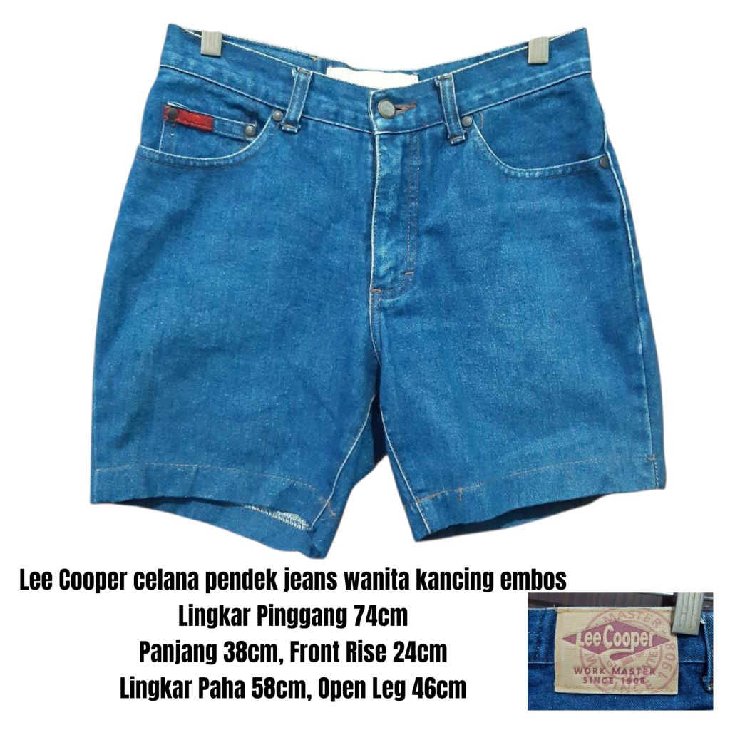 Lee Cooper celana pendek jeans wanita kancing embos