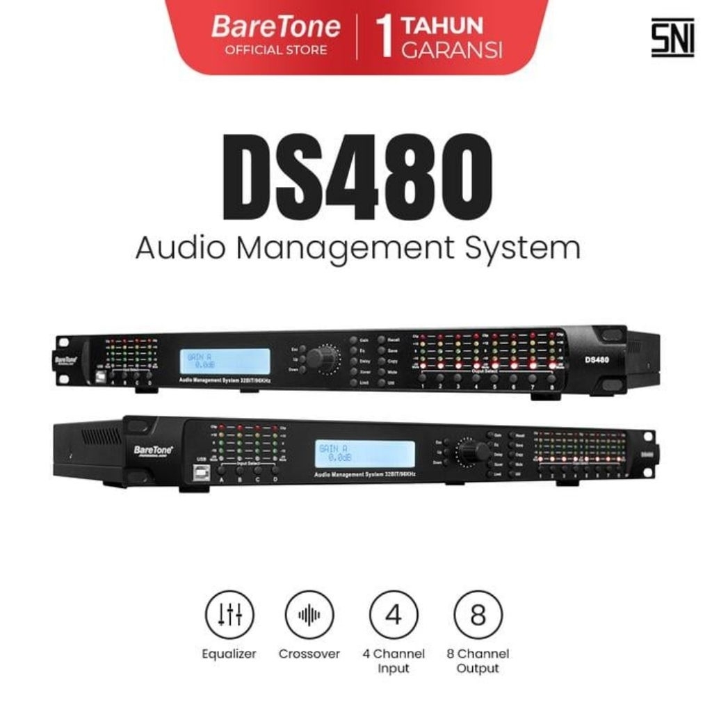 DLMS Baretone Speaker Management System DS480 DS 480 Original Garansi Resmi Audio Driverack 4in 8 Ou