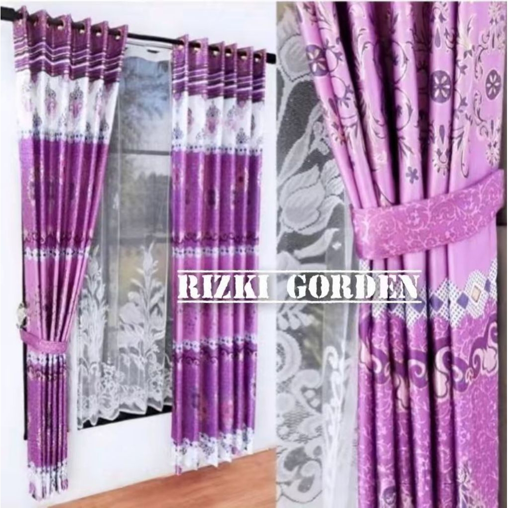 Gorden jendela pintu kamar ruang tamu bahan blackout import premium motif bunga Gorden Minimalis