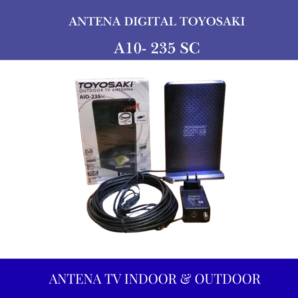 TOYOSAKI ANTENA TV DIGITAL TOYOSAKI AIO 235 ANTENA TV INDOOR/OUTDOOR + BOOSTER ANTENA TELEVISI