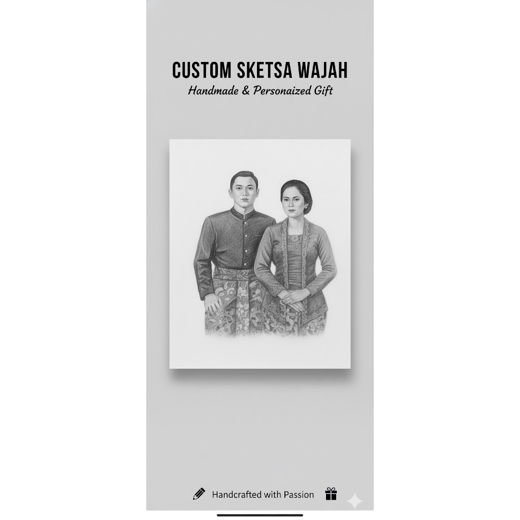 Sketsa Wajah Custom dari Foto | Lukisan Tangan Realistis Handmade Tanpa Bingkai