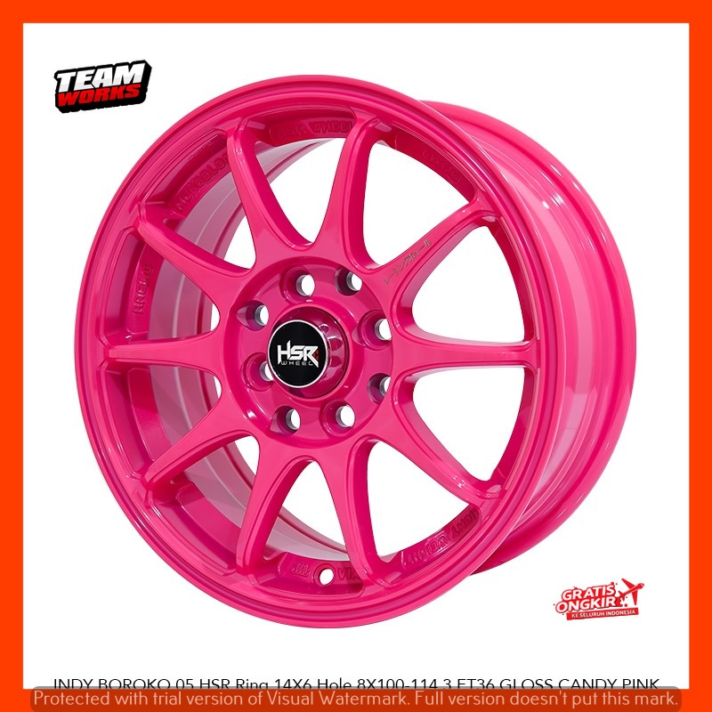 VELG MOBIL RACING HSR INDY RING 14 LEBAR 6 ET36 COCOK BUAT KARIMUN BRIO SIGRA PELAK RING 14 PINK