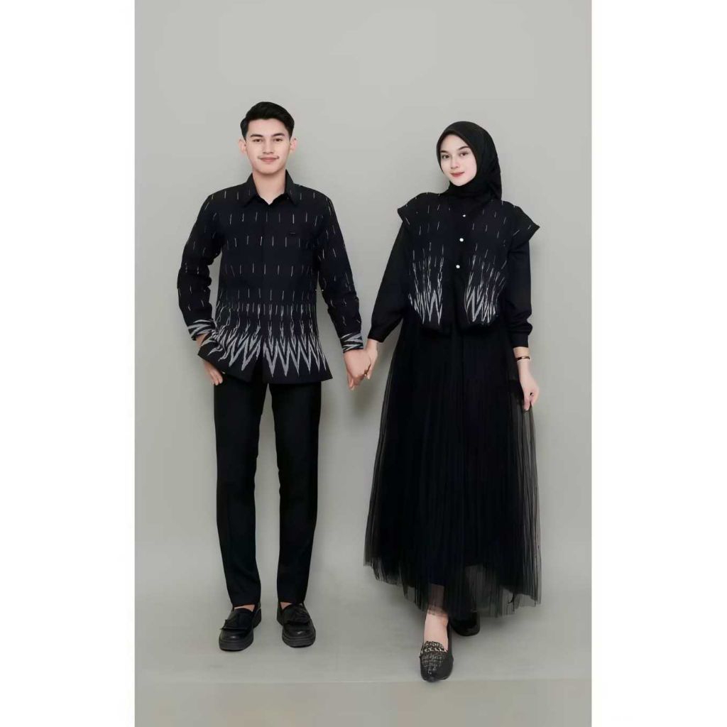 SET COUPLE TENUN HAZEL BLACK TENUN KONDANGAN PREWEDDING ROK TUTU TILE SET COUPLE TENUN