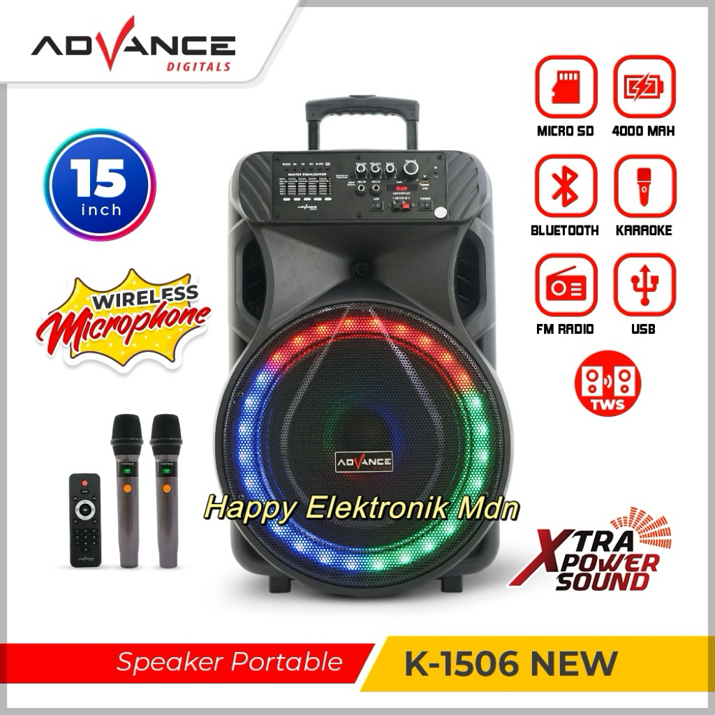ADVANCE K1506 + MIC 2 ADVANCE K1506 New Advance 15 inch SPEAKER ADVANCE Termurah SPEAKER ADVANCE Spe
