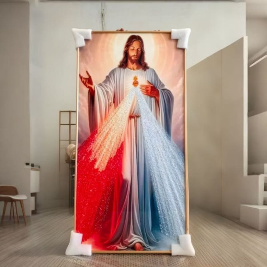 Lukisan dinding Tuhan yesus 2d, dekorasi rumah mewah anda(siap pajang)