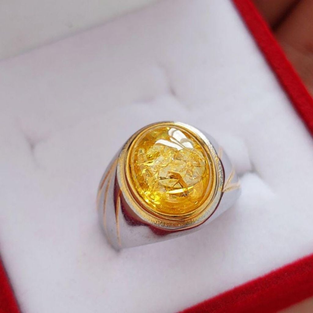 Cincin Batu Permata Yellow Pecah Seribu mewah & elegan