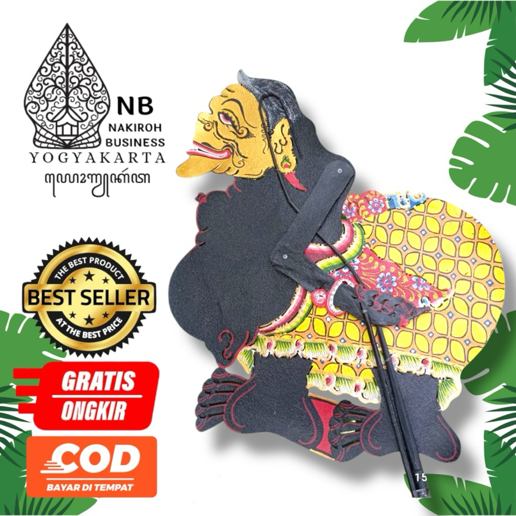 NAKIROHBUSINESS Wayang Kulit Semar 55cm Asli Kulit Sapi Tatah Sungging Standar Pedalangan Koleksi Da