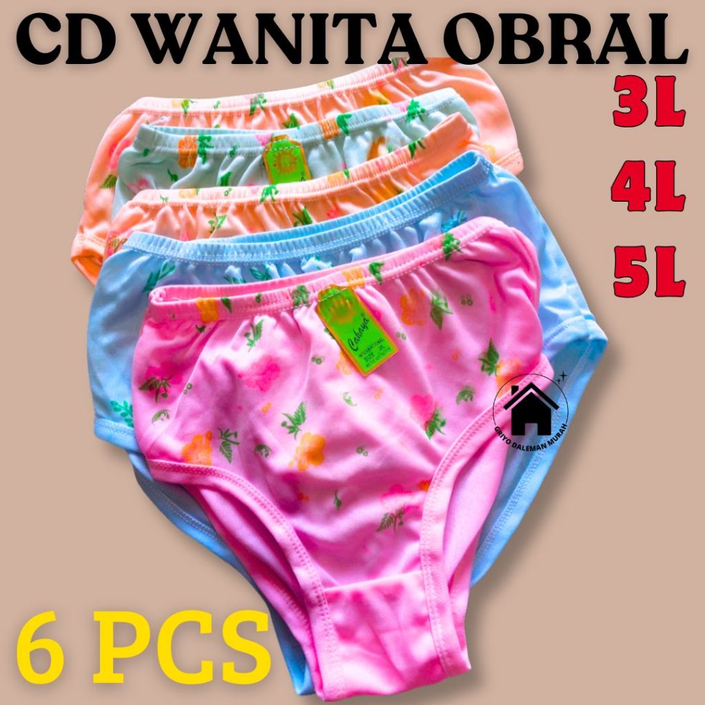 6 Pcs Celana Dalam Wanita / celana dalam jumbo / cd haid / cd menstruasi