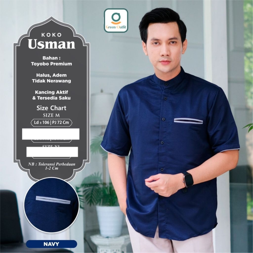 Koko Ustman koko pria laki-laki dewasa abu navy
