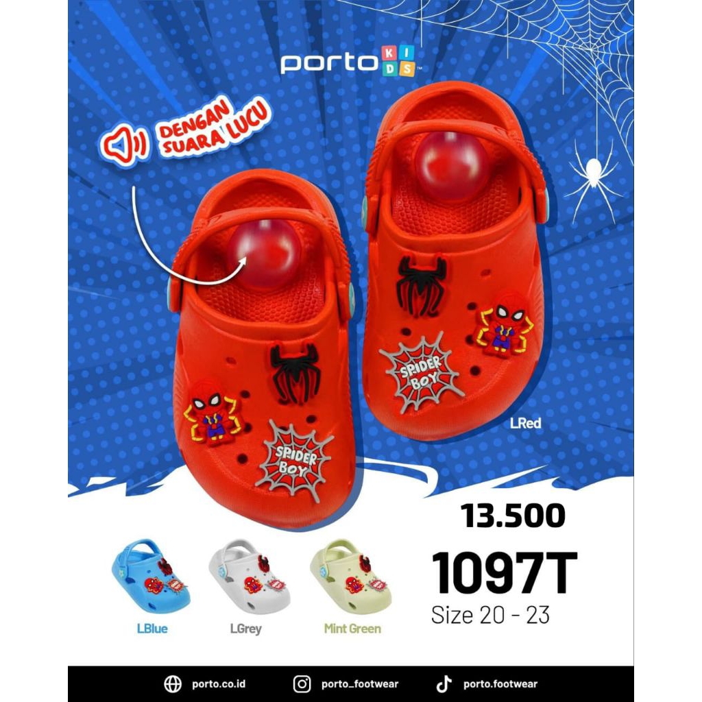Sandal Anak Baby Bunyi Spiderman Baim Porto 1097K/ Sandal Porto1097T