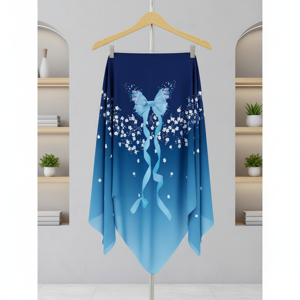 Hijab Segi Empat Voal Adem Navy Biru Muda