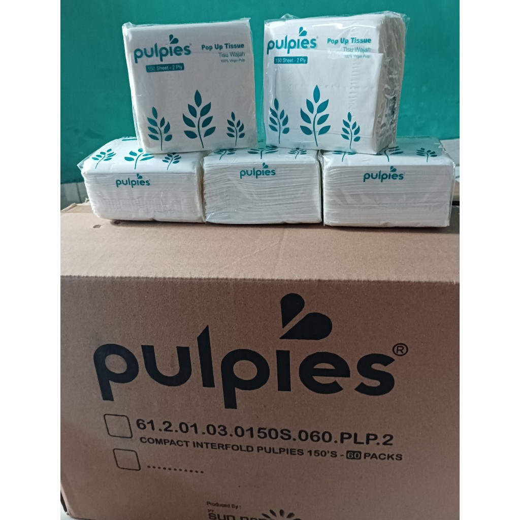 Tissue Pop Up Pulpies 2 ply/Compact Interfold Pulpies 150s/Tissue Meja Murah/ Tissue Pulpies Murah (