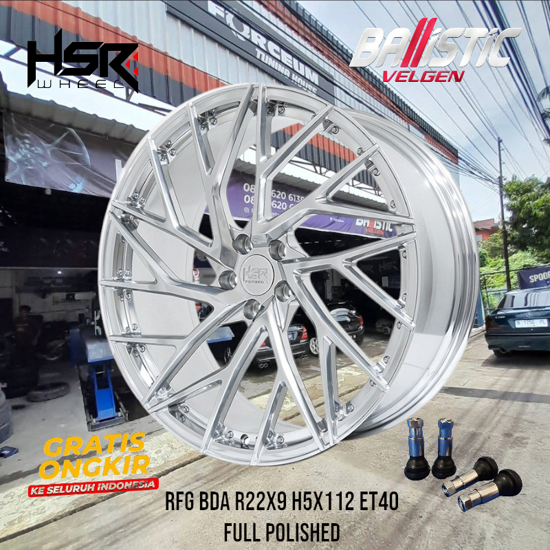 VELG MOBIL FORGED HSR RFG BDA RING 22 LEBAR 9 LOBANG 5 X 112 ET40 FULL POLISHED Buat Audi Mercy
