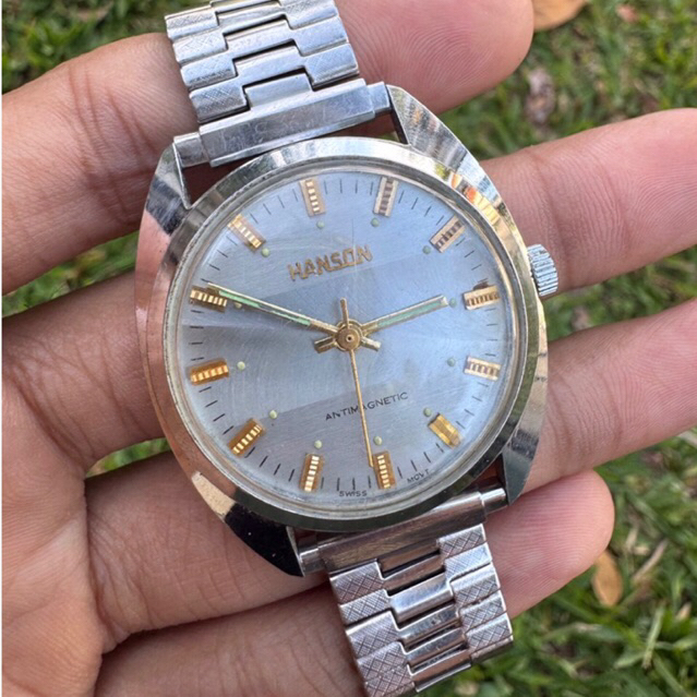 Jam Tangan vintage Hanson Antimacnetic Swiss manual Winding New old Stock jadul kuno antik fashion p