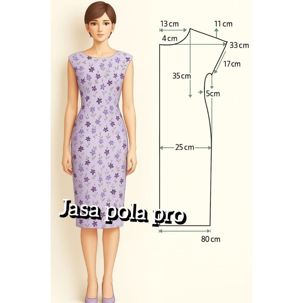 pola dress pendek wanita instan